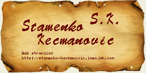 Stamenko Kecmanović vizit kartica